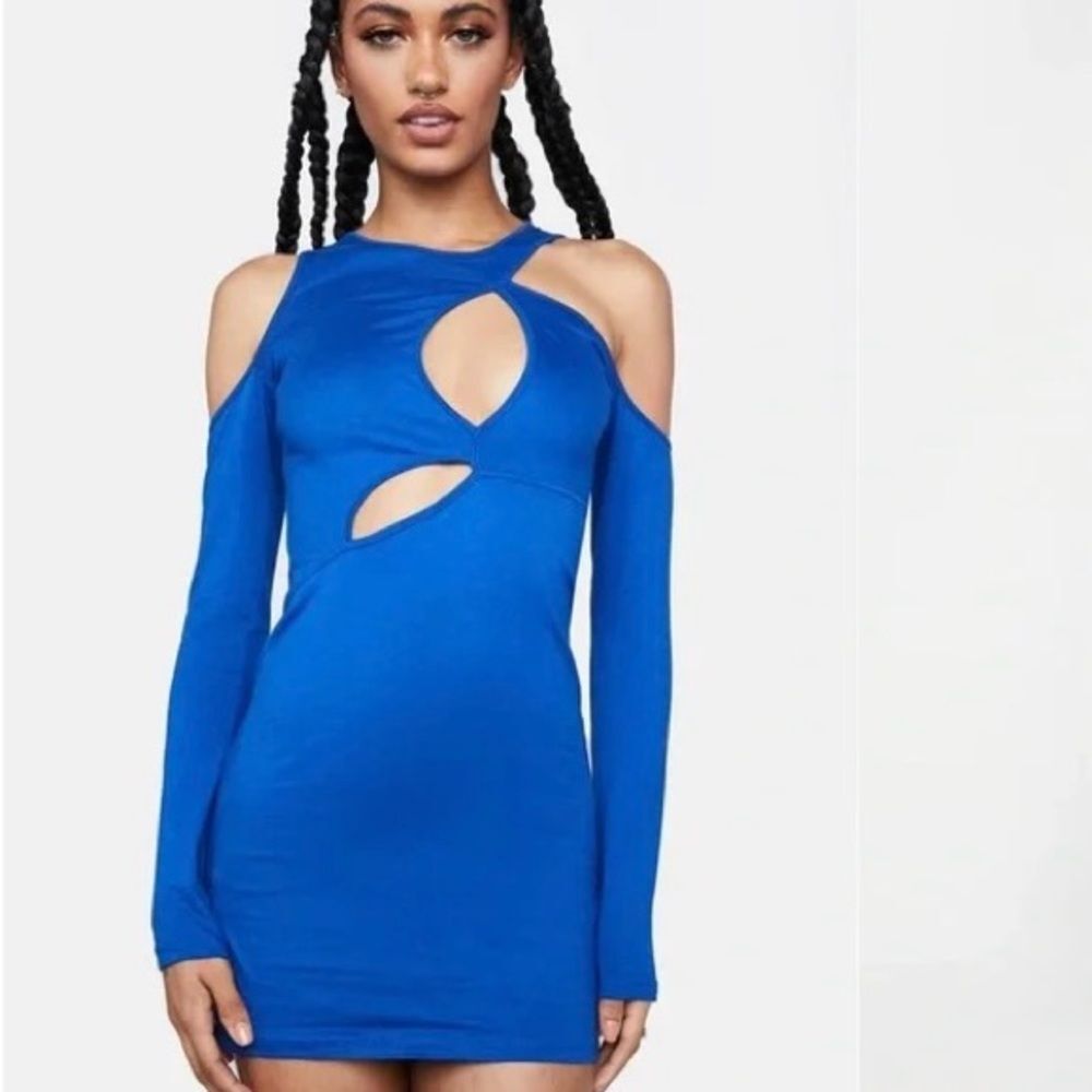 Motel Rocks Women's Medium blue Dayani Mini Dress in Cobalt NWT